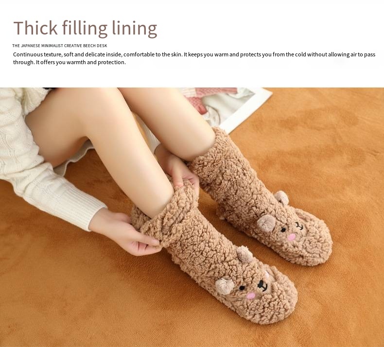 Cozy Plush Animal Slipper Socks Winter Warm Non-Slip Plush Floor Socks